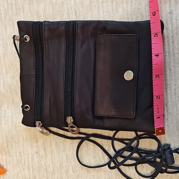 New Black Soft Leather Purse cross body Shoulder Bag Travel Wallet price firm - Picture 4 of 8